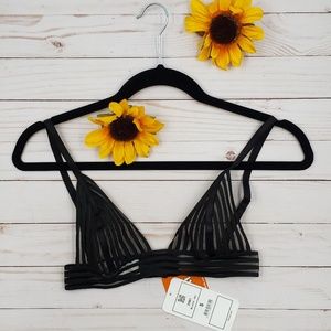 Transparent Black Striped Bra Kikiriki Size S